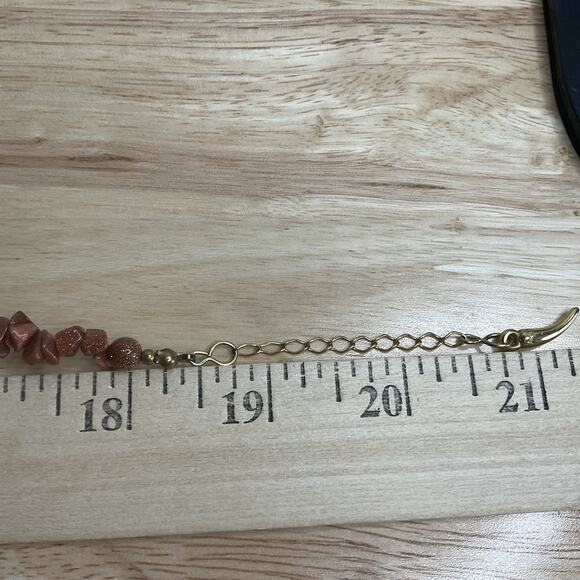 Goldstone Bead Necklace with Large Pendant & Natural Stone Accents - Picture 10 of 13